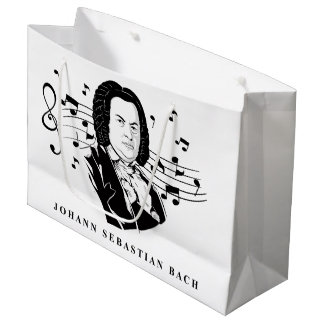 Johann Sebastian Bach Portrait and Bust with Notes Große Geschenktüte