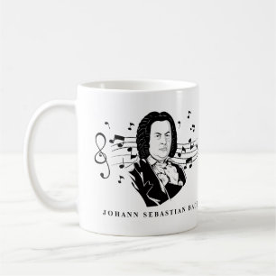 Johann Sebastian Bach Portrait and Bust with Notes Kaffeetasse