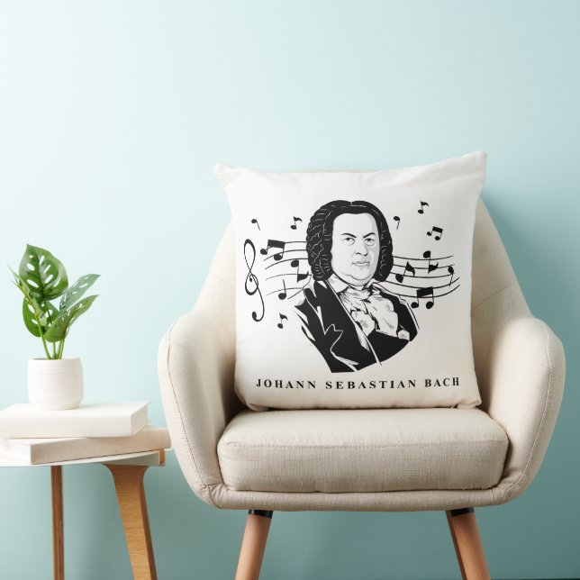 Johann Sebastian Bach Portrait and Bust with Notes Kissen (Stuhl )