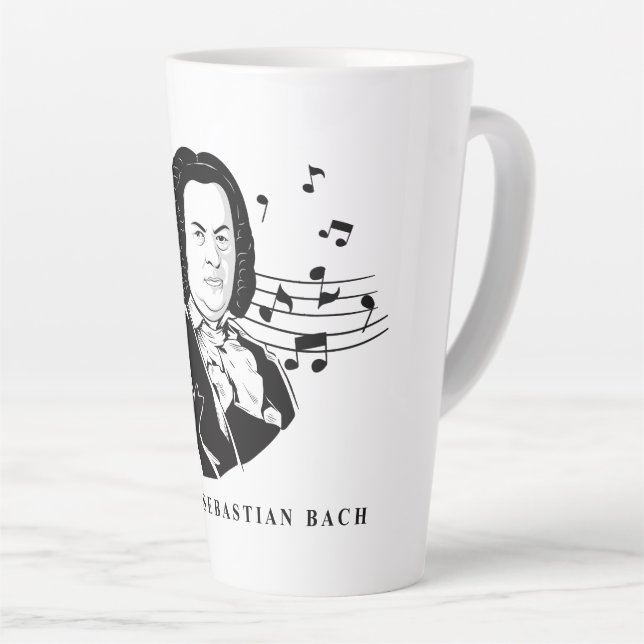 Johann Sebastian Bach Portrait and Bust with Notes Milchtasse (Rechte Ecke)