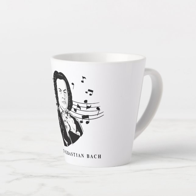 Johann Sebastian Bach Portrait and Bust with Notes Milchtasse (Rechte Ecke)