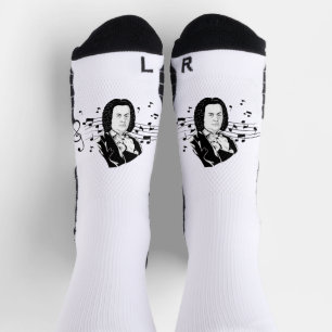 Johann Sebastian Bach Portrait and Bust with Notes Socken