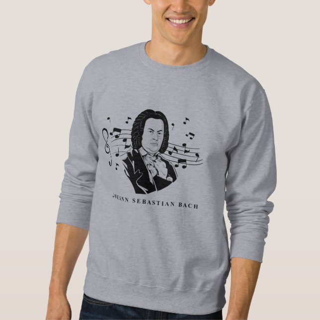 Johann Sebastian Bach Portrait and Bust with Notes Sweatshirt (Vorderseite)