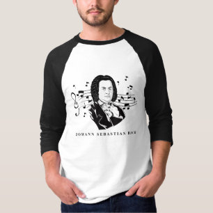Johann Sebastian Bach Portrait and Bust with Notes T-Shirt