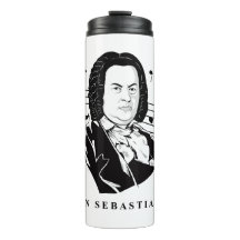 Johann Sebastian Bach Portrait and Bust with Notes