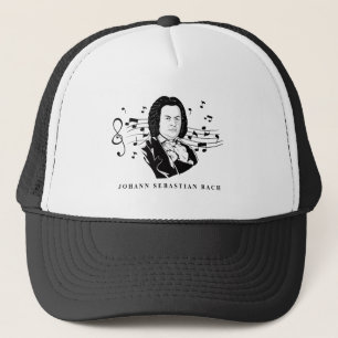 Johann Sebastian Bach Portrait and Bust with Notes Truckerkappe