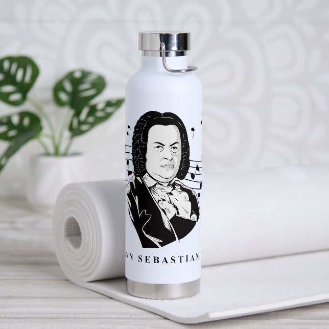 Johann Sebastian Bach Portrait / Büste mit Anmerku Trinkflasche (Yoga)