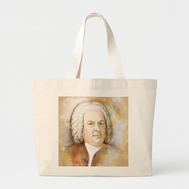 Johann Sebastian Bach Portrait in Beige Jumbo Stoffbeutel (Vorne)