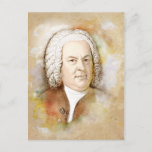 Johann Sebastian Bach Portrait in beige Postkarte