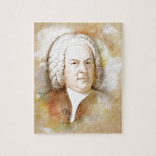 Johann Sebastian Bach Portrait in beige Puzzle