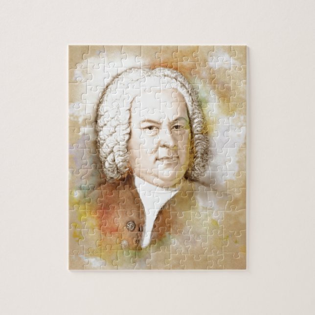 Johann Sebastian Bach Portrait in beige Puzzle (Vertikal)