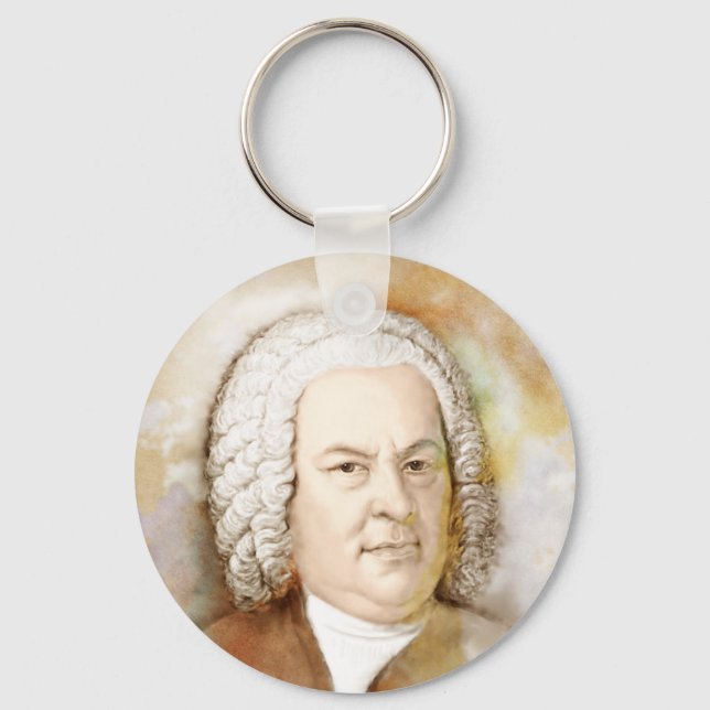 Johann Sebastian Bach Portrait in beige Schlüsselanhänger (Vorderseite)