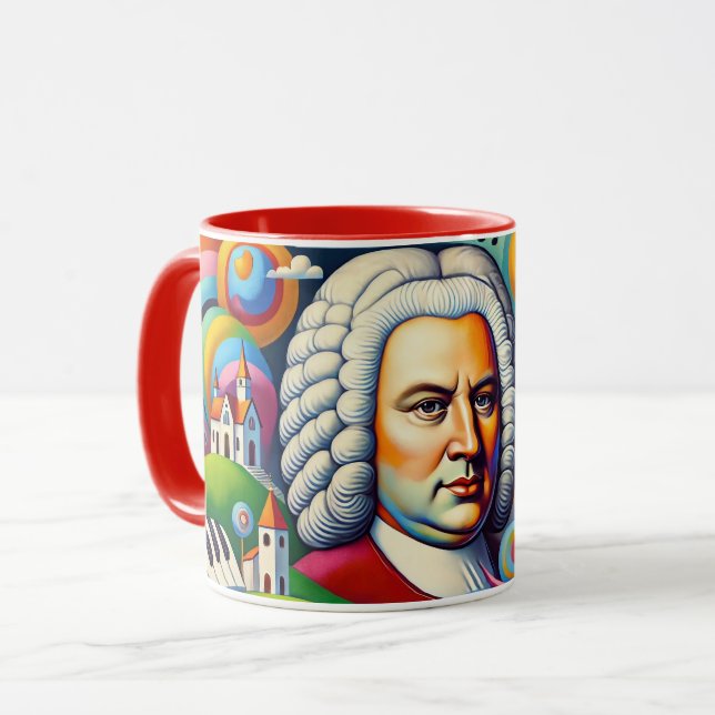 Johann Sebastian Bach: Portrait in einem modernen  Tasse (Vorderseite Links)