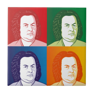 Johann Sebastian Bach Portrait in vier Farben Fliese