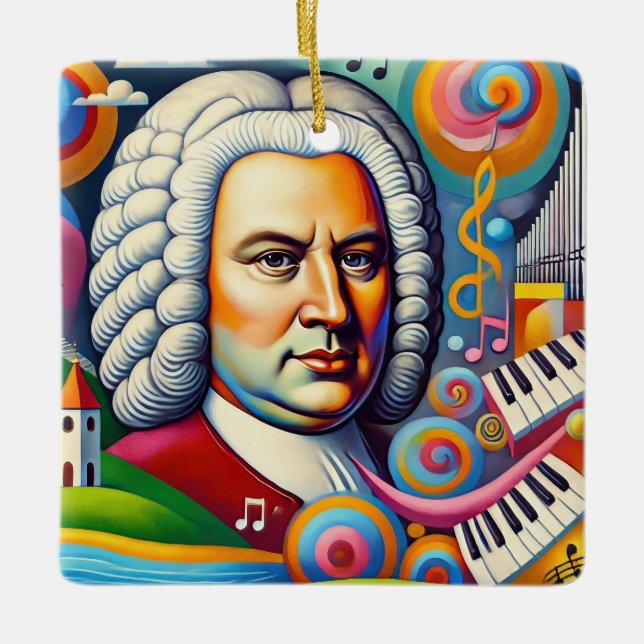 Johann Sebastian Bach Portrait Keramikornament (Vorderseite)