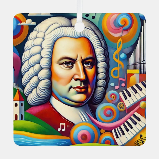 Johann Sebastian Bach Portrait Ornament Aus Metall (Vorderseite)
