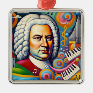 Johann Sebastian Bach Portrait Ornament Aus Metall
