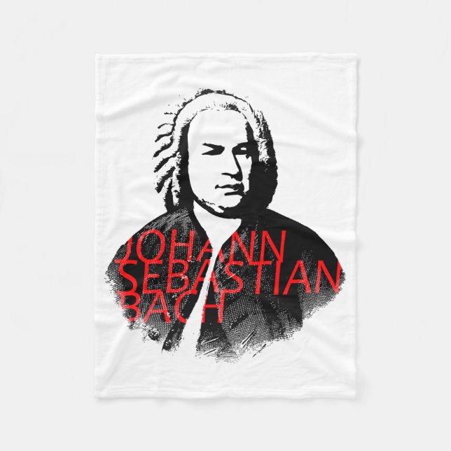Johann Sebastian Bach Portrait und rote Briefe Fleecedecke (Vorderseite)
