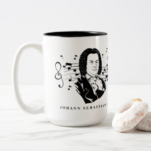 Johann Sebastian Bach Porträt und Büste mit Noten Zweifarbige Tasse