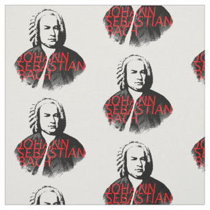 Johann Sebastian Bach-Porträt und rote Buchstaben Stoff