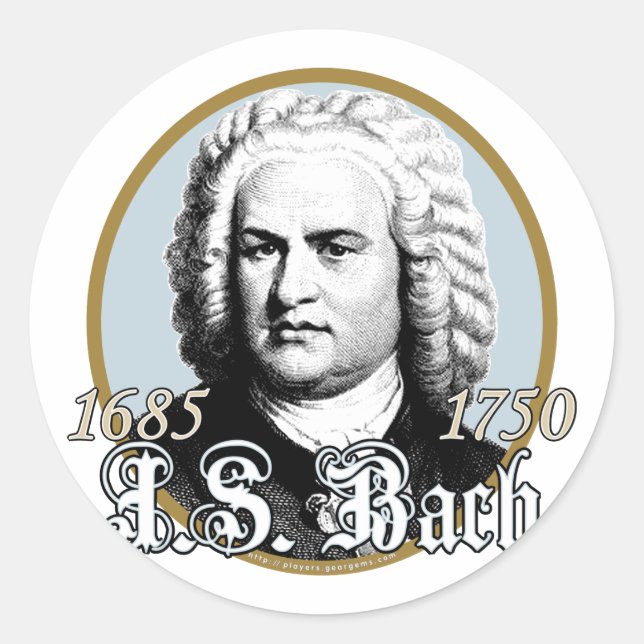 Johann Sebastian Bach Runder Aufkleber (Vorderseite)
