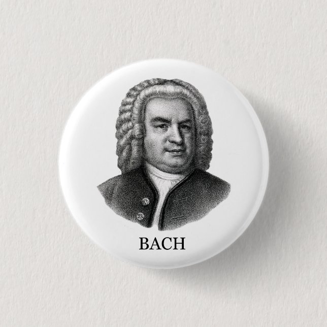 Johann Sebastian Bach, schwarz Button (Vorderseite)