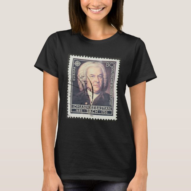 Johann Sebastian Bach Vintage postalische Briefmar T-Shirt (Vorderseite)