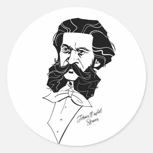 Johann Strauß Jr. Runder Aufkleber (Vorderseite)