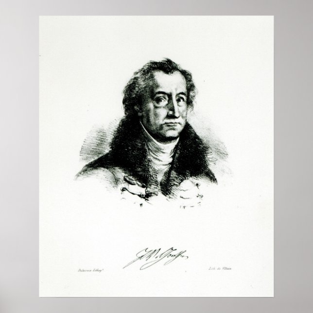 Johann Wolfgang Goethe in Gravur von Delacroix Poster (Vorne)