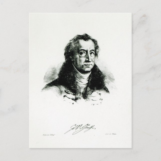 Johann Wolfgang Goethe in Gravur von Delacroix Postkarte (Vorderseite)