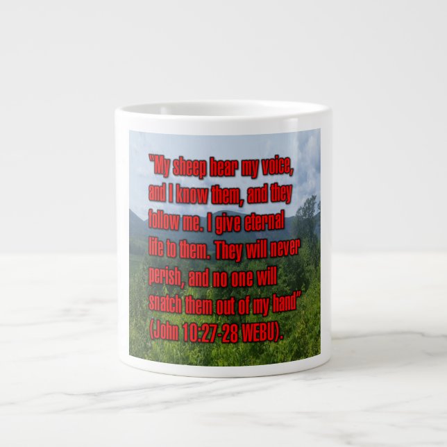 Johannes 10:27-28 WEBU Mug Jumbo-Tasse (Vorderseite)