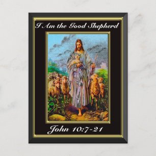 Johannes 10:7-21 Ich bin der gute Hirte Schwarzer Postkarte
