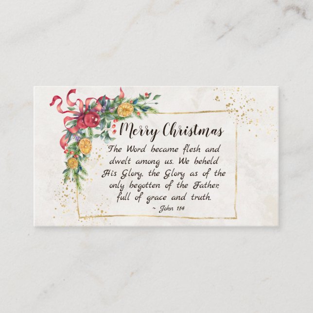 Johannes 1:14 Das Wort wurde Fleisch, Weihnachten Visitenkarte (Vorderseite)