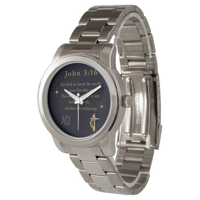 Johannes 3:16 armbanduhr (Schrägansicht)