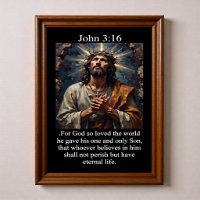 Johannes 3,16 Betender Jesus Dornenkrone Kreuz