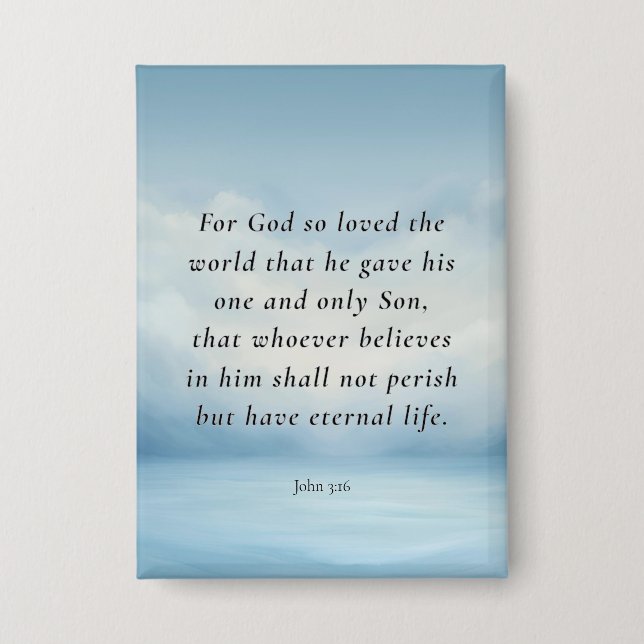 Johannes 3:16 Bibelvers Bild Button (Vorderseite)