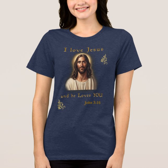 Johannes 3:16 Bibelvers Tri-Blend Shirt (Vorderseite)