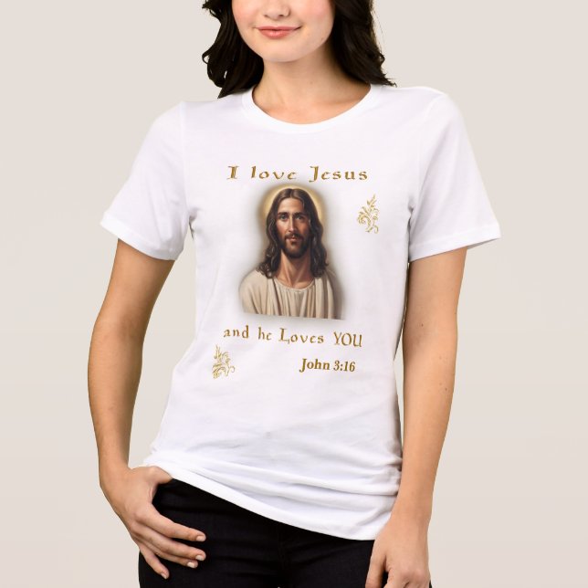Johannes 3:16 Bibelvers Tri-Blend Shirt (Vorderseite)
