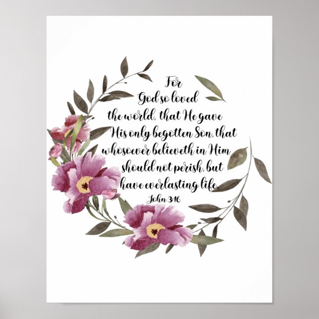 Johannes 3:16 Denn Gott liebte die Welt, Schrift Poster (Vorne)