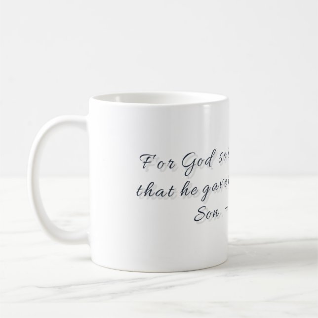 Johannes 3,16, Geschenktasse Kaffeetasse (Links)