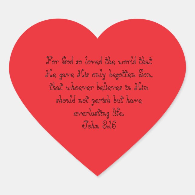 Johannes 3:16 Herz-Aufkleber (Vorderseite)