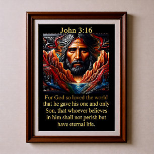 Johannes 3,16 Jesus Gesicht Roter Canyon Fluss Son Poster