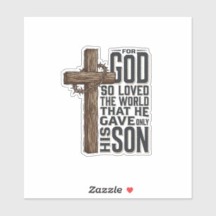 Johannes 3_16 Kreuz Vintage-Gravur Christliches De Aufkleber