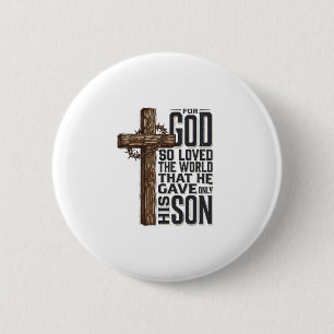 Johannes 3_16 Kreuz Vintage-Gravur Christliches De Button