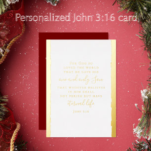 Johannes 3:16 Personalisierte Elegante Weihnachten Folien Feiertagskarte