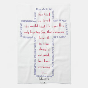 Johannes 3:16 Rot-Weiß-Blaues Kreuz Handtuch