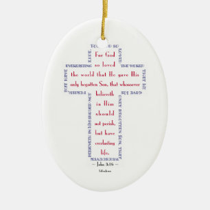 Johannes 3:16 Rot-Weiß-Blaues Kreuz Keramikornament