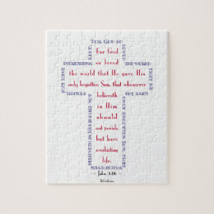 Johannes 3:16 Rot-Weiß-Blaues Kreuz Puzzle