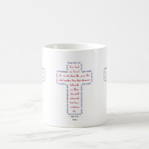Johannes 3:16 Rot-Weiß-Blaues Kreuz Tasse
