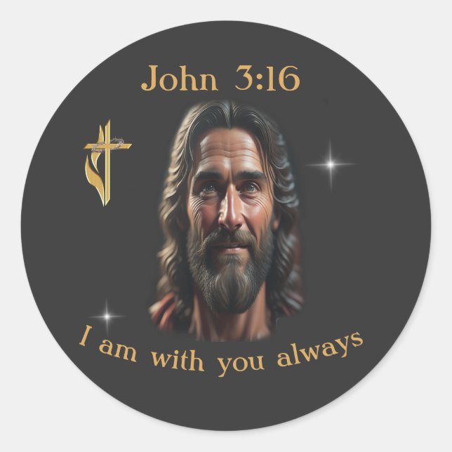 Johannes 3:16 runder aufkleber (Vorderseite)